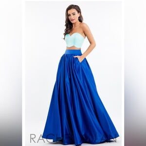 Rachel Allan Blue Satin Ball Gown size 6
